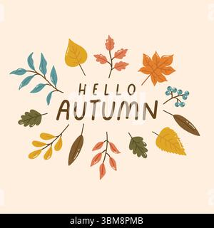 Design autunnale, elementi intimi autunnali, design per poster, striscioni, biglietti d'auguri, adesivi, vendita Illustrazione Vettoriale