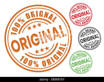 Timbro in gomma 100% originale garantito collezione di sigilli originali Illustrazione Vettoriale