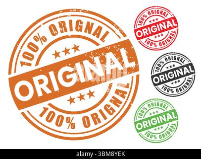 Timbro in gomma 100% originale garantito collezione di sigilli originali Illustrazione Vettoriale