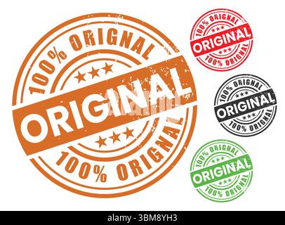 Timbro in gomma 100% originale garantito collezione di sigilli originali Illustrazione Vettoriale