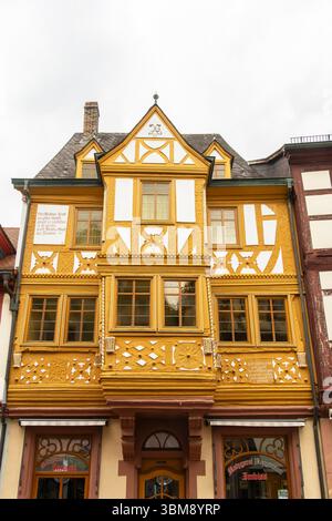 Casa di macelleria a Hauptstraße a Miltenberg Hauptstraße. Case in legno nel centro di Miltenberg, Foto Stock