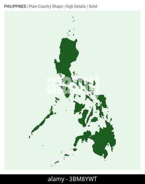 Mappa delle Filippine. Dettagli alti. Stile solido. Forma delle Filippine. Illustrazione vettoriale. Illustrazione Vettoriale