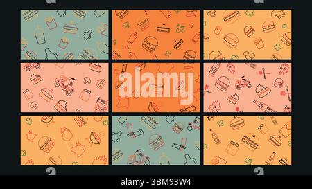 Sfondo icone fast food Illustrazione Vettoriale