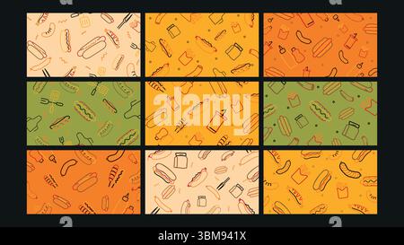 Set di base per spuntini hot dog Illustrazione Vettoriale