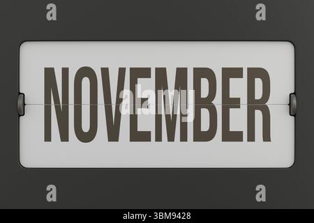 Calendario mensile nero. Rendering 3D. Foto Stock