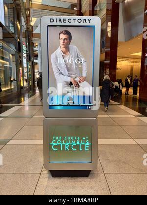 Directory degli interni, The Shops at Columbus Circle, Deutsche Bank Center, Manhattan, New York City, New York, STATI UNITI Foto Stock
