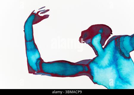 Illustrazione astratta colorata di una posa dinamica caratterizzata da colori blu e rossi vivaci Foto Stock