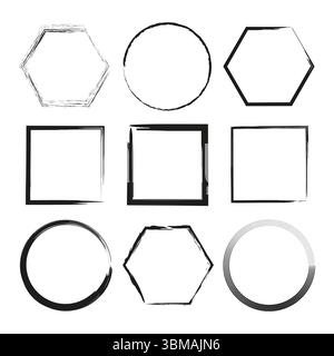 Collezione Basic Shapes. Set di forme geometriche. Semplici elementi di figura. Disegno dell'illustrazione vettoriale. Illustrazione Vettoriale
