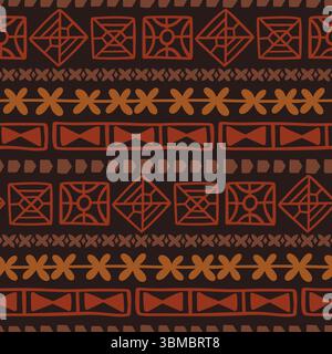 Motivo etnico senza cuciture tapa hawaiana polinesiana Illustrazione Vettoriale