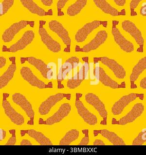 Gamberi fritti senza cuciture. Gamberi sullo sfondo della pastella. consistenza del cibo Illustrazione Vettoriale
