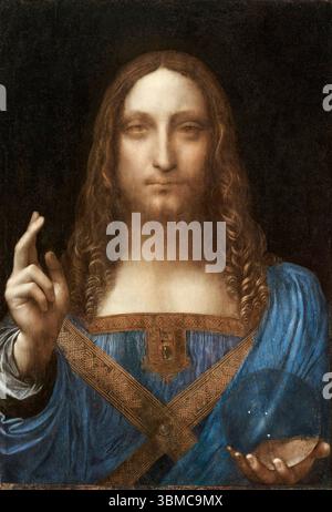 Leonardo da Vinci, Salvator Mundi, ritratto a olio su legno di noce, 1500 circa Foto Stock