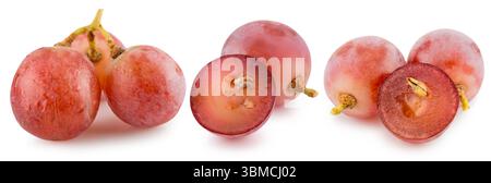 set di uve rosa isolate su sfondo bianco. Foto Stock