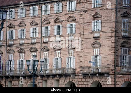 Dettaglio cavi funivia a Torino Italia Foto Stock