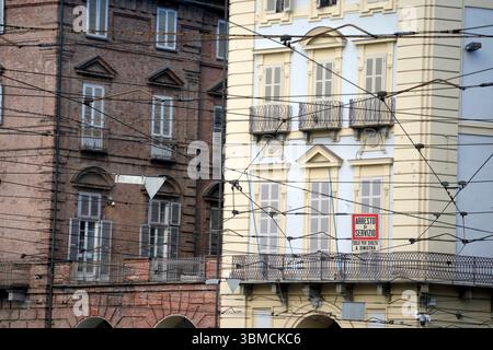 Dettaglio cavi funivia a Torino Italia Foto Stock