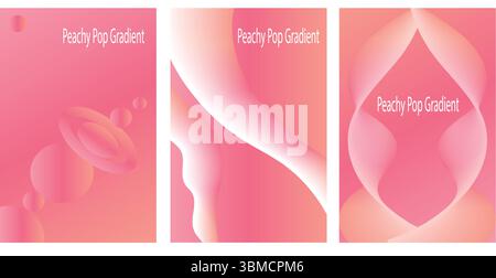 Collezione di poster sfumato Peachy Pop con forma fluida e minimale – sfondo astratto color pastello moderno Illustrazione Vettoriale