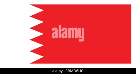 Vettore di bandiera nazionale del Bahrein con elementi di design celebrativi. Ideale per la giornata nazionale, temi patriottici, identità culturale e patrimonio mediorientale. Illustrazione Vettoriale