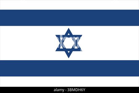 Illustrazione vettoriale della bandiera di Israele con la Stella blu di David su sfondo bianco. Ideale per identità nazionale, uso politico, culturale, editoriale. Illustrazione Vettoriale