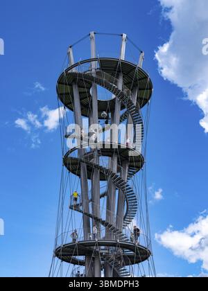 Schoenbuch Tower sulla Stellberg nel parco naturale Schoenbuch a sud di Stoccarda, Herrenberg, Baden-Wuerttemberg, Germania, Europa Foto Stock