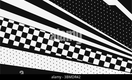 Uno sfondo astratto in bianco e nero. Sfondo di forma geometrica bianco e nero. Illustrazione Vettoriale