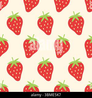 Cartoni animati di fragole rosse con motivo senza cuciture Illustrazione Vettoriale