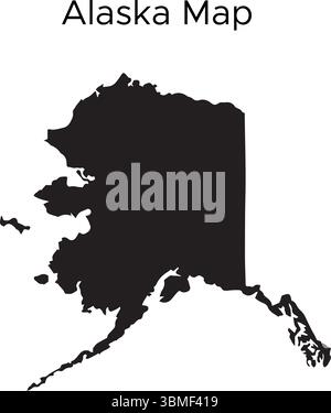 Mappa vettoriale dell'Alaska isolata su sfondo bianco Illustrazione Vettoriale
