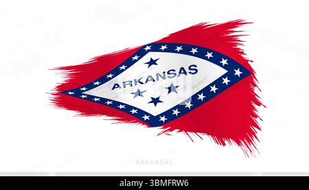 Bandiera nazionale dell'Arkansas con pennelli testurizzati. Disegno tratto pennello artistico. Illustrazione Vettoriale