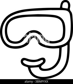 Un doodle minimalista disegnato a mano di attrezzatura da snorkeling. Presenta una maschera per immersioni e boccaglio, comunemente usati per nuotare ed esplorare sott'acqua Illustrazione Vettoriale