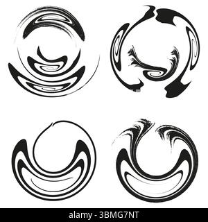 Set di icone freccia. Progettazione con direzione circolare. Raccolta dei simboli di rotazione. Elementi di movimento vettoriale. Illustrazione Vettoriale