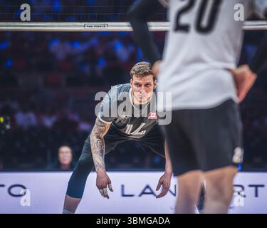Giappone vs Canada durante la partita maschile FIVB Volleyball Nations League 2024 del 27 giugno a Łódź, Polonia. Foto Stock