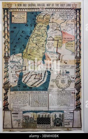 Mappa biblica, litografia di Jacob Goldzweig, 1893, Museo Ebraico di Berlino, progettato dall'architetto polacco Daniel Libeskinds, Berlino, Germania, Europa Foto Stock