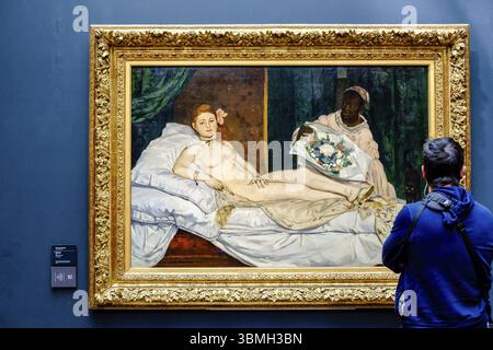 Olympia, Edouard Manet (1832-1883), 1863, olio su tela, Museo d'Orsay, Francia, Europa occidentale, Europa Foto Stock
