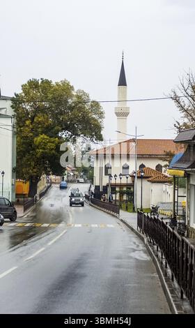 L'architettura delle vecchie strade di Sebastopoli. Vecchie case Foto Stock