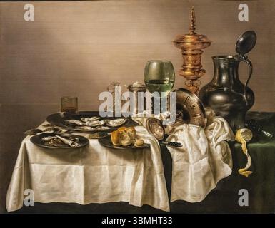 Still Life with a Gilt Cup, Willem Claesz Heda, oil on panel, 1635, Amsterdam, Netherlands Foto Stock