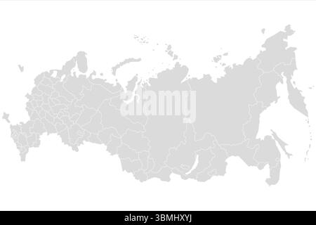 Illustrazione mappa Russia. Mappa della Russia in grigio su sfondo bianco Foto Stock