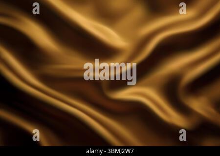Seta dorata lucida con pieghe fluide, ideale per sfondi di lusso o alla moda. Illustrazione Vettoriale