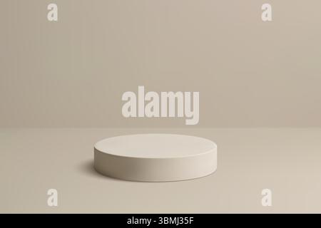 Semplice piedistallo rotondo in tonalità beige per una presentazione moderna e minimalista dei prodotti Illustrazione Vettoriale