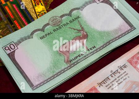 Nepal Ten Rupee Banknote Foto Stock