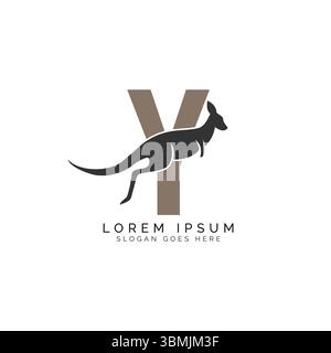 Logo Letter Y con design Kangaroo. Alfabeto Y con grande combinazione di simbolo Kangaroo Illustrazione Vettoriale