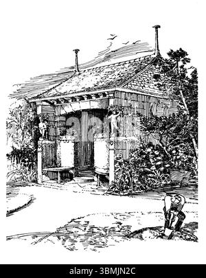Disegna per una piccola casa estiva con giardino edoardiano da Studio Magazine 1903 Foto Stock