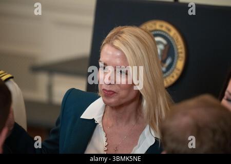 26 giugno 2025, Washington, District of Columbia, USA: Procuratore generale Pamela Bondi ad un evento a sostegno di The One Big Beautiful Bill alla Casa Bianca il 26 giugno 2025. (Immagine di credito: © Andrew Leyden/ZUMA Press Wire) SOLO PER USO EDITORIALE! Non per USO commerciale! Foto Stock