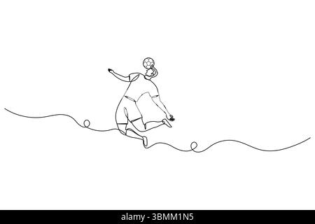 Illustrazione vettoriale con disegno a una linea continua di calcio. Illustrazione Vettoriale
