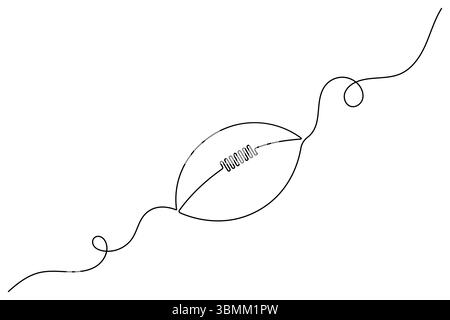 Illustrazione vettoriale con disegno a una linea continua di calcio. Illustrazione Vettoriale