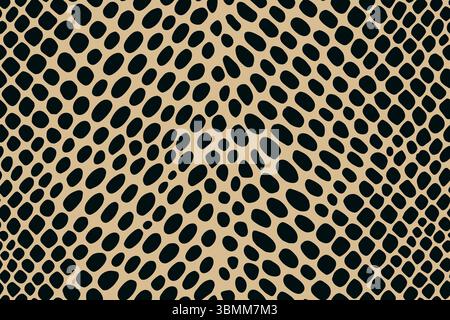 Pelle di serpente senza cuciture con scaglie nere ovali su sfondo beige Illustrazione Vettoriale