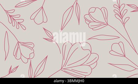 Sfondo artistico con linee floreali minimali Illustrazione Vettoriale