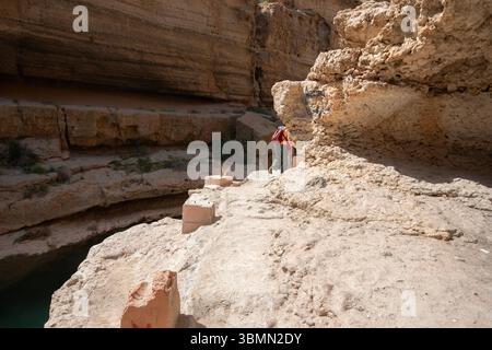Wadi Ash Shab, o Wadi Shab in Oman Foto Stock