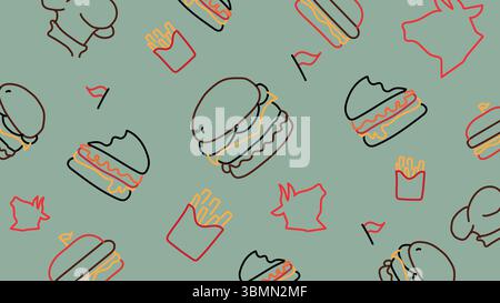 Sfondo combinato hamburger contrassegnato Illustrazione Vettoriale