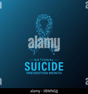 Banner vettoriale e social media National Suicide Prevention Month, modello di background design. Parla, salva vite, rompi il silenzio. Questo mese. Illustrazione Vettoriale