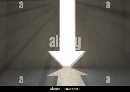 Camera grigia con porta a freccia Foto Stock