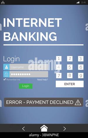 Testo dell'Internet banking su display blu mobile Foto Stock