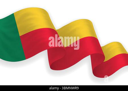 Bandiera del Benin con colori brillanti su sfondo pulito Illustrazione Vettoriale